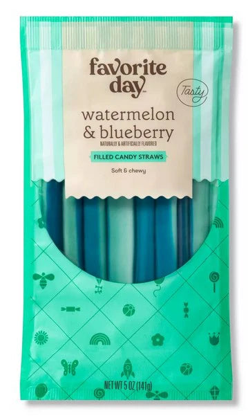 Favorite Day Watermelon & Blueberry Filled Candy Straws (141g): Mexico