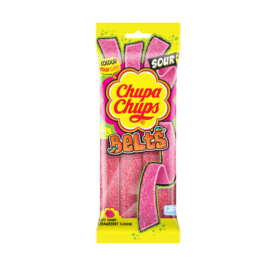 Chupa Chups Sour Strawberry Belts (90g): UK