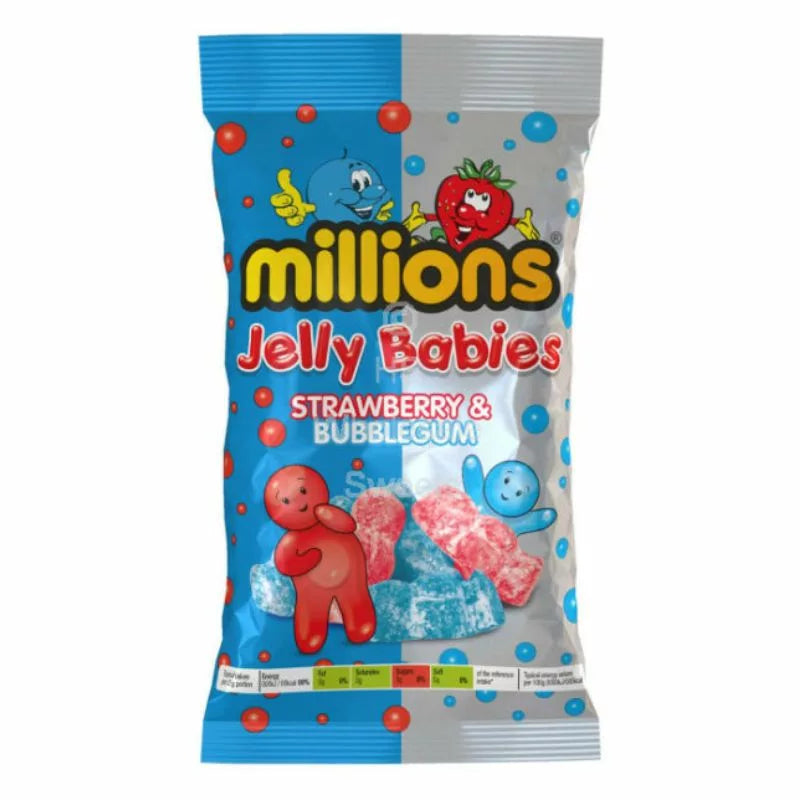 Millions Jelly Babies Strawberry & Bubblegum (190g): UK