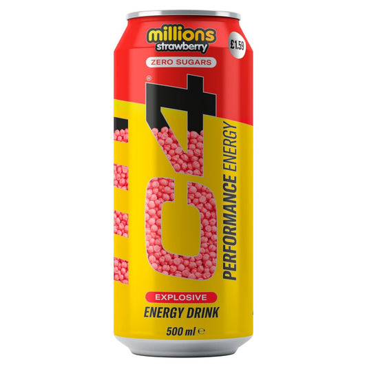 C4 Zero Sugars Millions Strawberry Energy Drink (500ml): UK