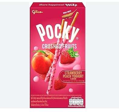 Glico Pocky Crushed Fruits Strawberry Peach Yogurt (38g): Thailand