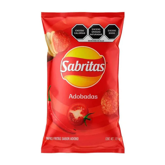 Sabritas Adobadas Fried Potato chips Tomato & Chili Flavored (105g): Mexico