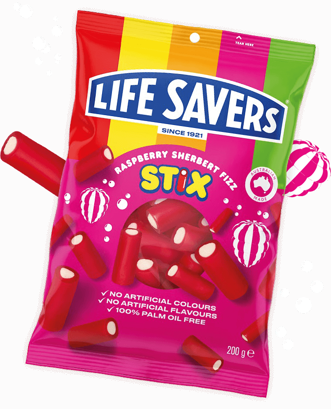 Lifesavers Raspberry Sherbet Fizz Stix (200g): Australia